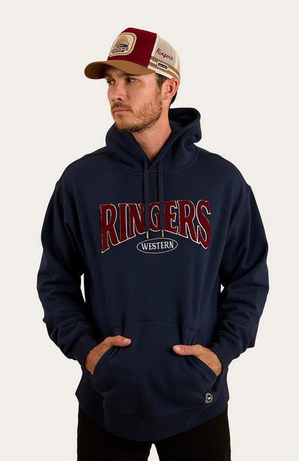 Hoodie Ringers Daylesford  Fleece Navy/white Mens [:medium]