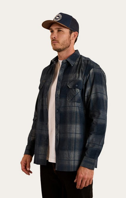 Shirt Ringers Glenferrie Flannel White/navy Mens [:medium]