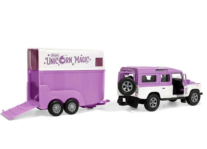 Breyer Stablemates Unicorn Magic Land Rover And Tag A Long Trailer