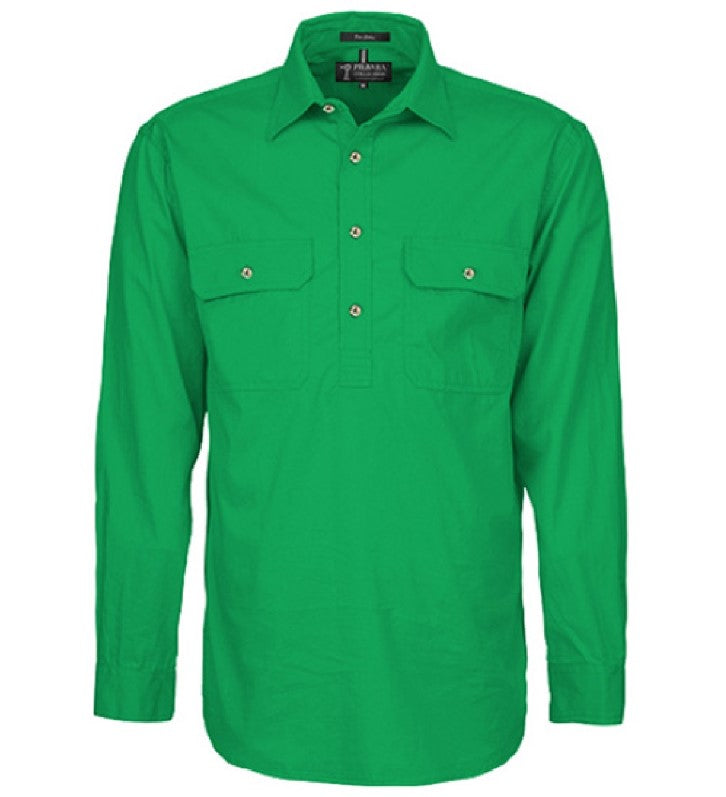 Shirt Pilbara Closed Front Long Sleeve Kelly Green Mens [:small]