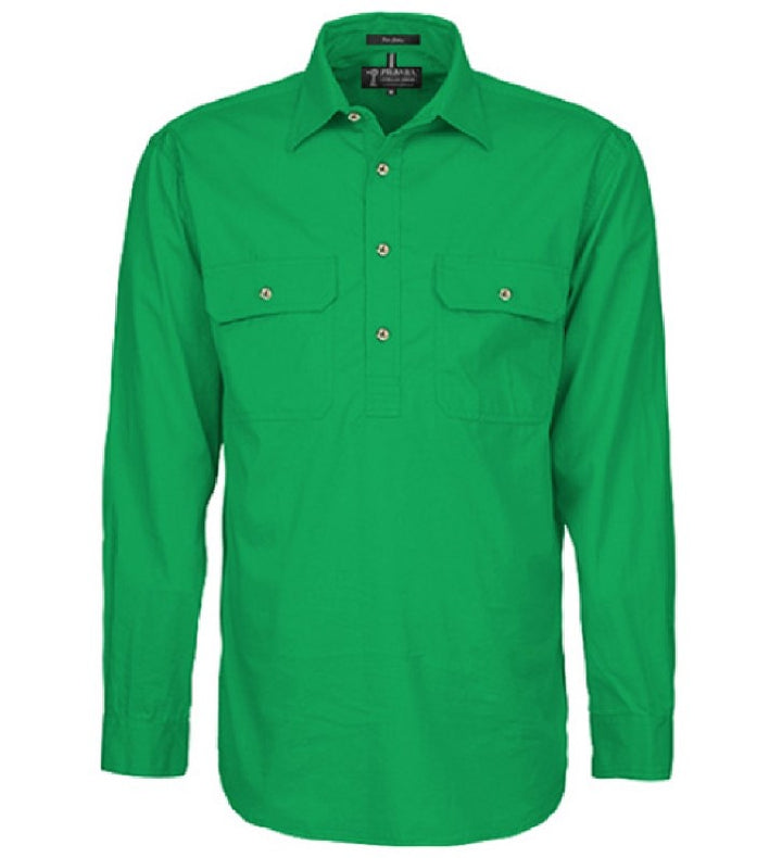 Shirt Pilbara Closed Front Long Sleeve Kelly Green Mens [:small]