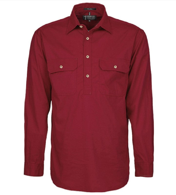 Shirt Pilbara Closed Front Long Sleeve Ochre Mens [:small]