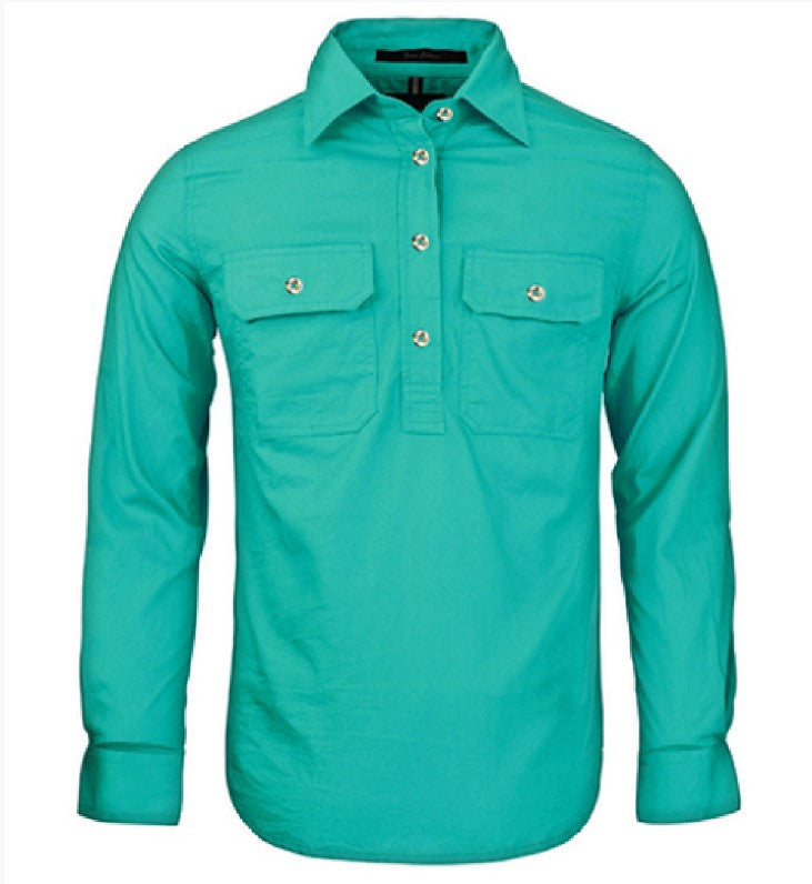 Shirt Pilbara Closed Front Long Sleeve Jade Ladies [:8]