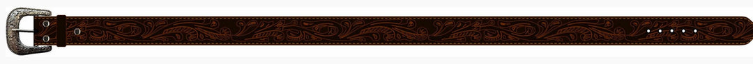 Belt Pilbara Western Dress Buckle Tooled Leather Dark Brown [:82cm]