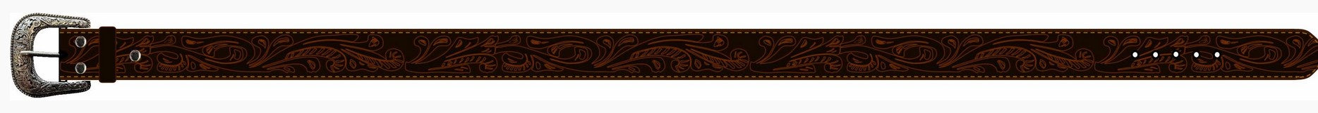 Belt Pilbara Western Dress Buckle Tooled Leather Dark Brown [:82cm]