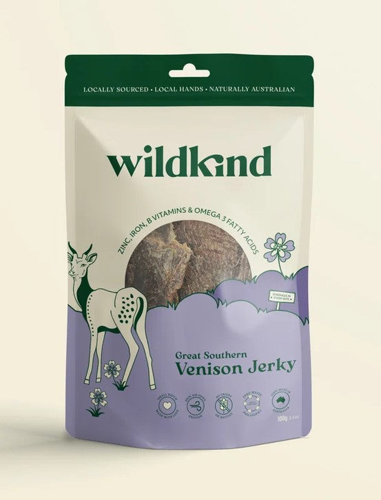 Wildkind Dog Treat Great Southern Venison Jerky 100gm