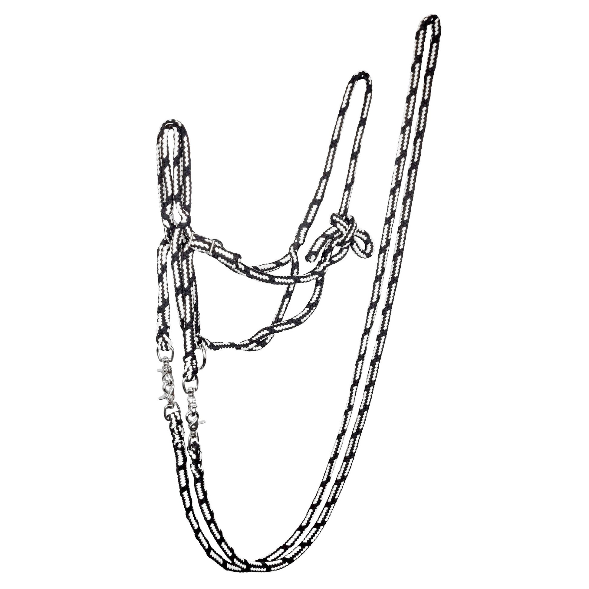 Halter Rope With Reins Black & White Full