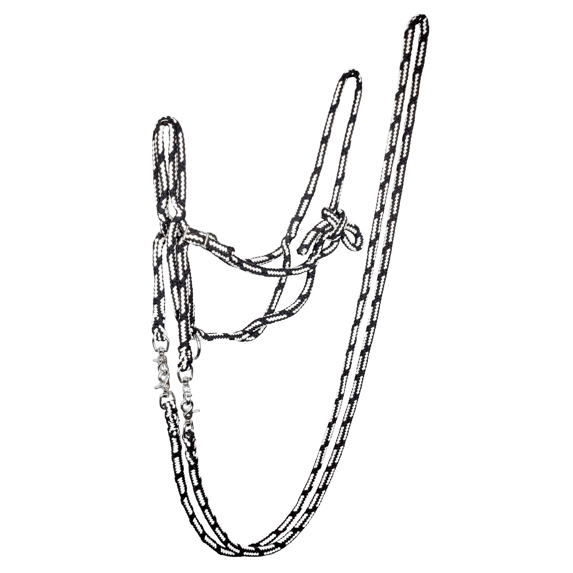 Halter Rope With Reins Black & White Full