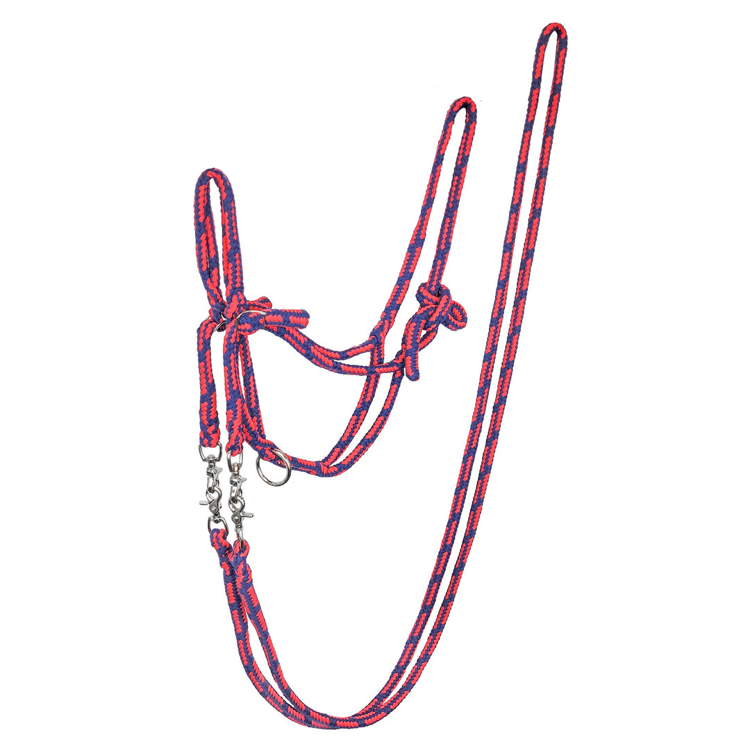 Halter Rope With Reins Navy & Red Full