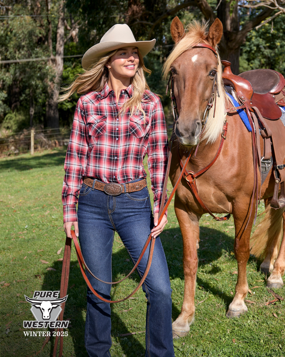 Jeans Pure Western Sam High Waisted Bootcut 34 Leg Midnight [:8]