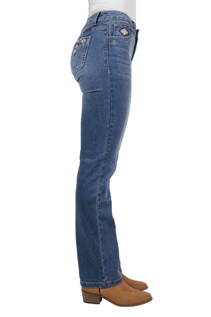 Jeans Pure Western Gia High Waisted Bootcut 34 Leg Retro Blue [:8]