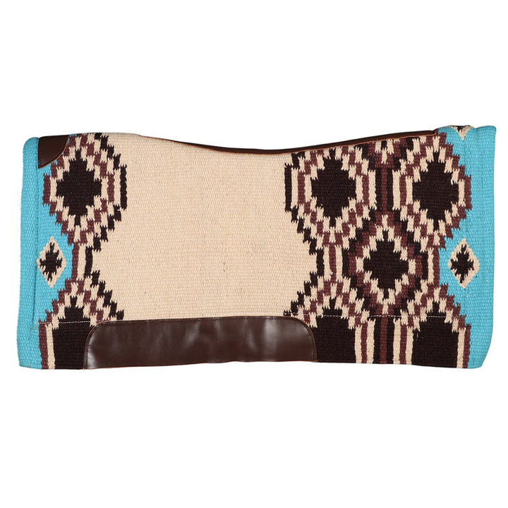 Saddle Pad Fort Worth Navajo Felt Lined Chocolate & Turquoise 34" X 36"