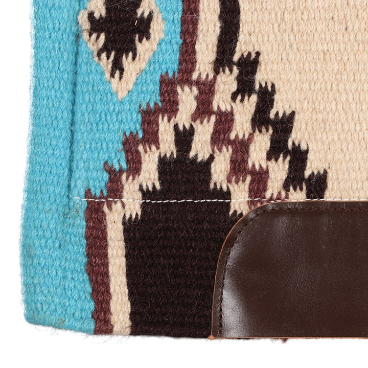 Saddle Pad Fort Worth Navajo Felt Lined Chocolate & Turquoise 34" X 36"