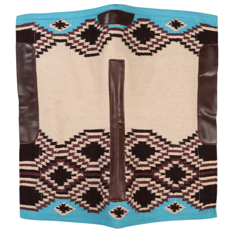 Saddle Pad Fort Worth Navajo Felt Lined Chocolate & Turquoise 34" X 36"