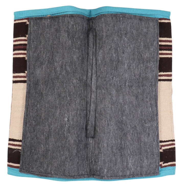 Saddle Pad Fort Worth Navajo Felt Lined Chocolate & Turquoise 34" X 36"