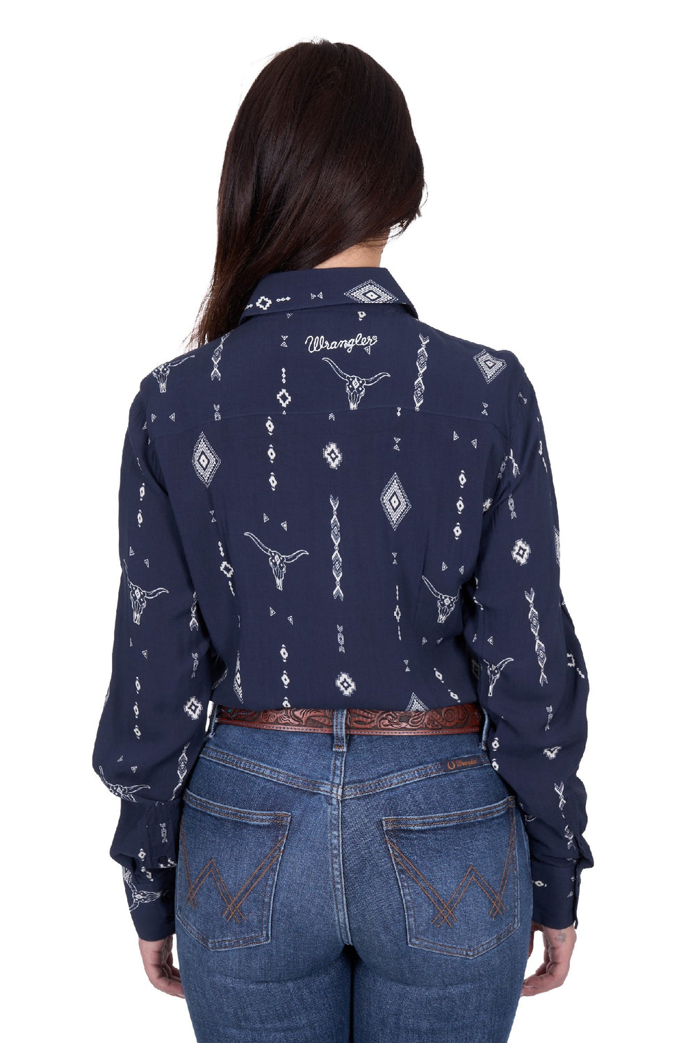 Shirt Wrangler Austin Long Sleeve Navy Ladies [:10]