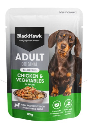 Blackhawk Dog Wet Pouch Adult Chicken & Vegetables 85gm Box Of 12