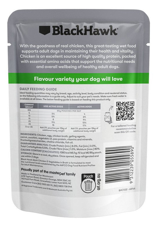 Blackhawk Dog Wet Pouch Adult Chicken & Vegetables 85gm Box Of 12