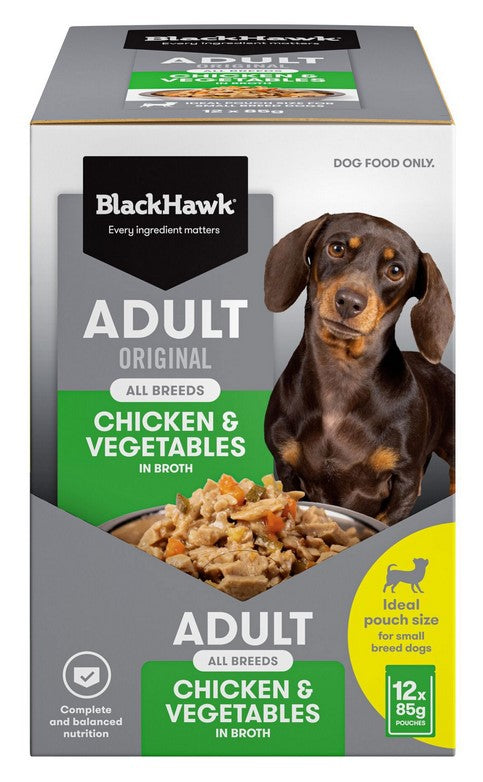 Blackhawk Dog Wet Pouch Adult Chicken & Vegetables 85gm Box Of 12