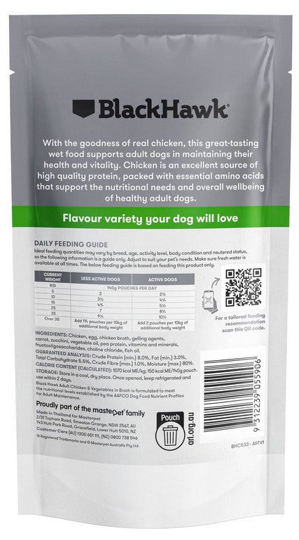 Blackhawk Dog Wet Pouch Adult Chicken & Vegetables 140gm Box Of 10