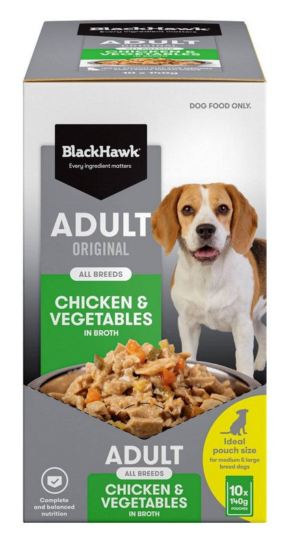 Blackhawk Dog Wet Pouch Adult Chicken & Vegetables 140gm Box Of 10