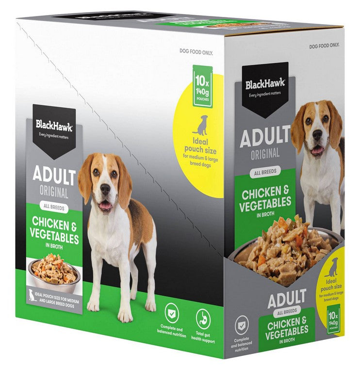 Blackhawk Dog Wet Pouch Adult Chicken & Vegetables 140gm Box Of 10