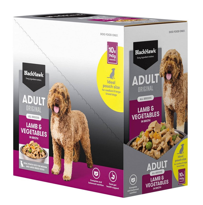 Blackhawk Dog Wet Pouch Adult Lamb & Vegetables 140gm Box Of 10