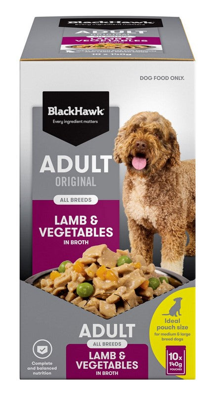 Blackhawk Dog Wet Pouch Adult Lamb & Vegetables 140gm Box Of 10
