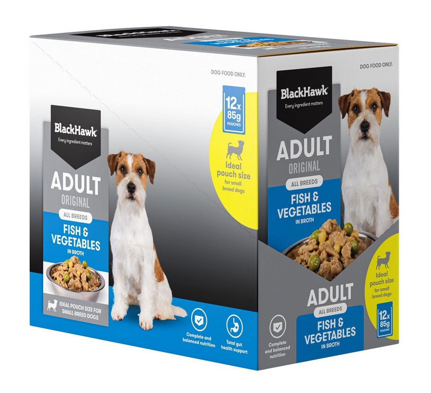Blackhawk Dog Wet Pouch Adult Fish & Vegetables 85gm Box Of 12