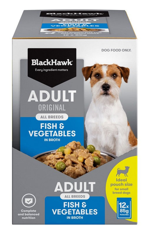 Blackhawk Dog Wet Pouch Adult Fish & Vegetables 85gm Box Of 12