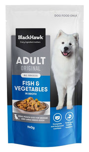 Blackhawk Dog Wet Pouch Adult Fish & Vegetables 140gm Box Of 10