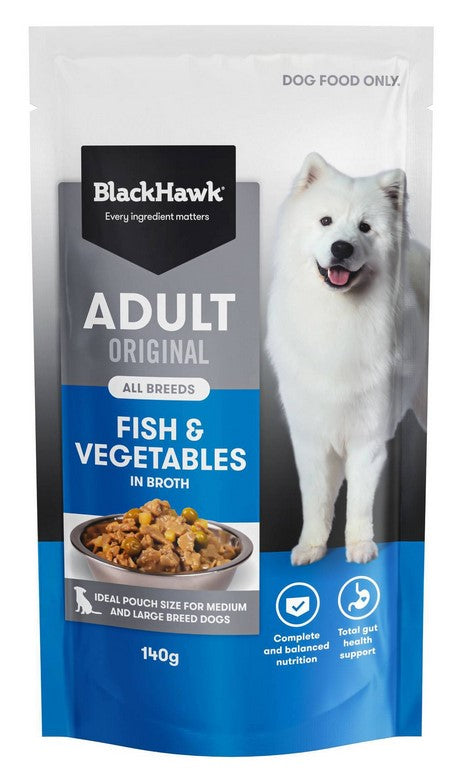Blackhawk Dog Wet Pouch Adult Fish & Vegetables 140gm Box Of 10