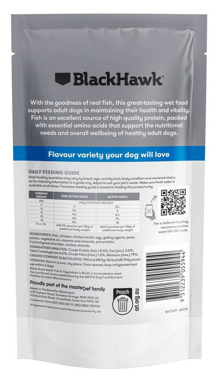 Blackhawk Dog Wet Pouch Adult Fish & Vegetables 140gm Box Of 10