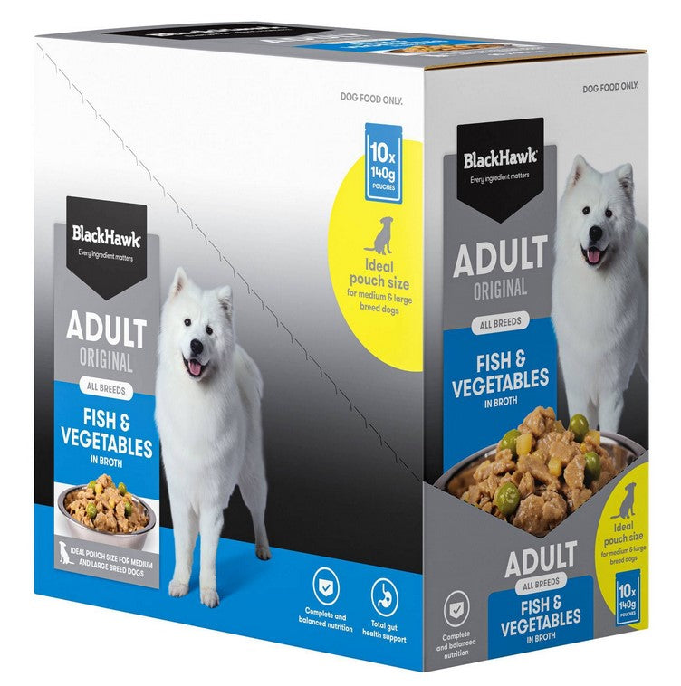 Blackhawk Dog Wet Pouch Adult Fish & Vegetables 140gm Box Of 10