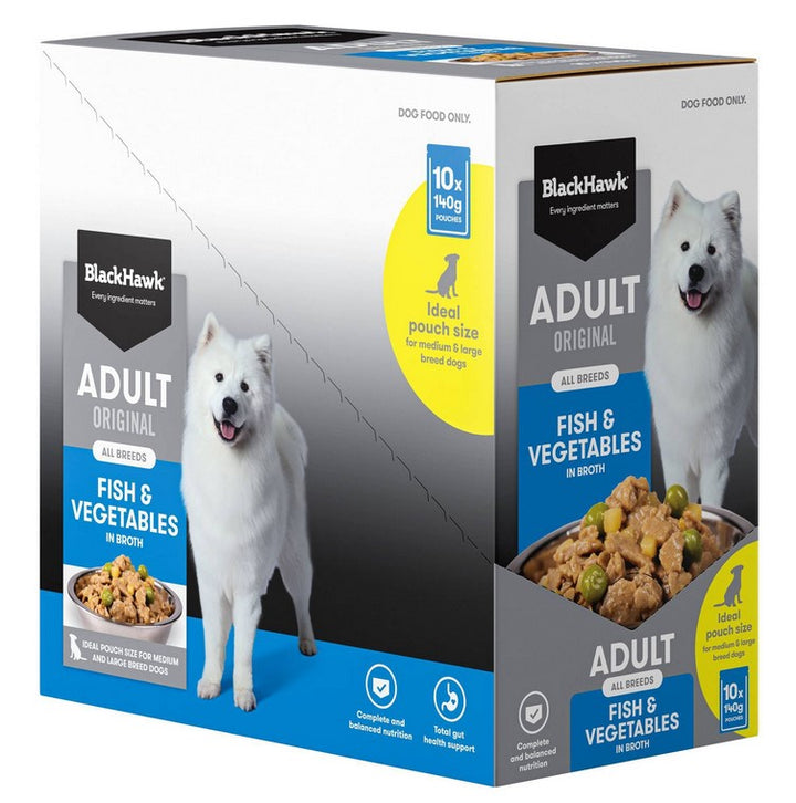 Blackhawk Dog Wet Pouch Adult Fish & Vegetables 140gm Box Of 10