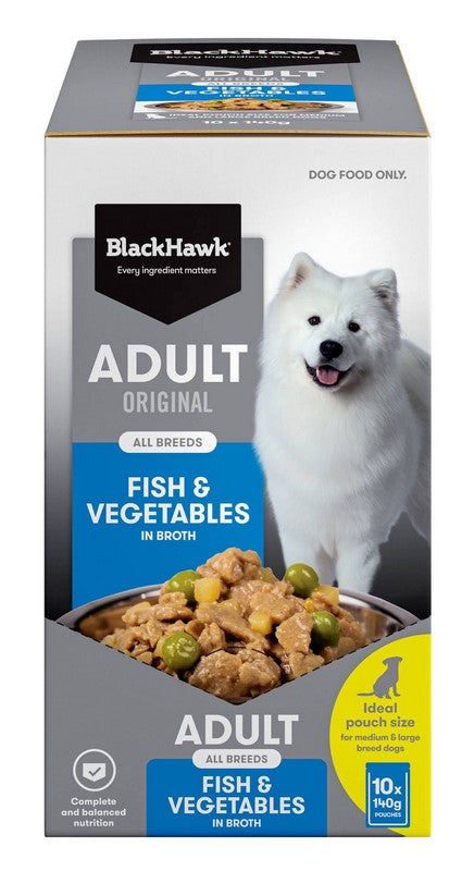 Blackhawk Dog Wet Pouch Adult Fish & Vegetables 140gm Box Of 10