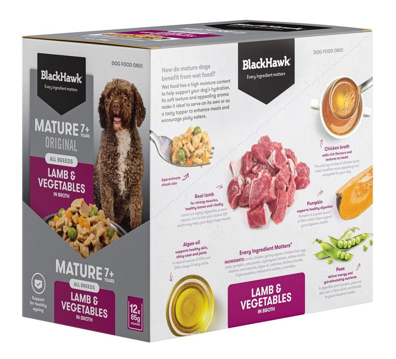 Blackhawk Dog Wet Pouch Mature Lamb & Vegetables 85gm Box Of 12