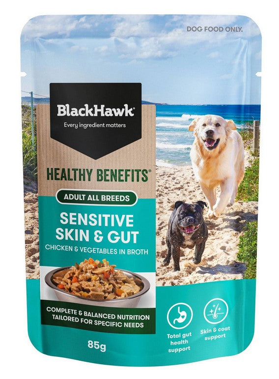 Blackhawk Dog Wet Pouch Healthy Sensitive Skin & Gut 85gm Box Of 12
