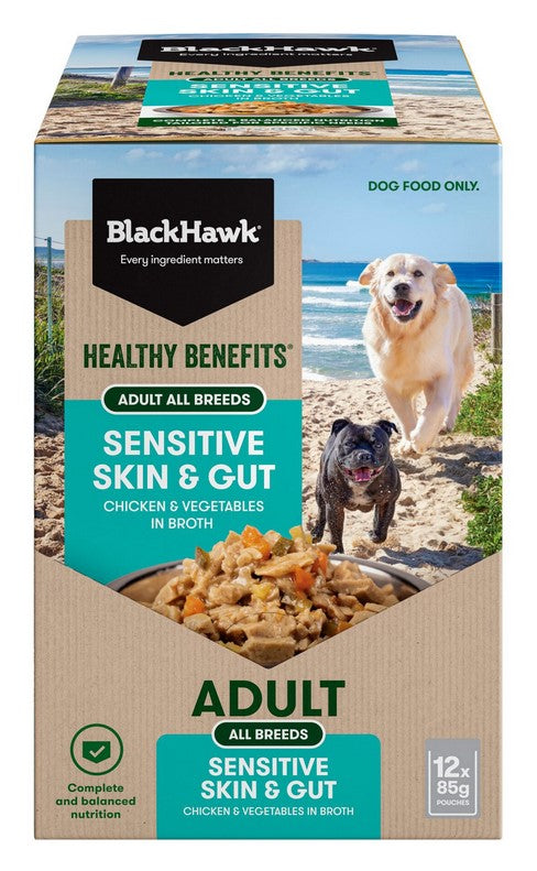 Blackhawk Dog Wet Pouch Healthy Sensitive Skin & Gut 85gm Box Of 12