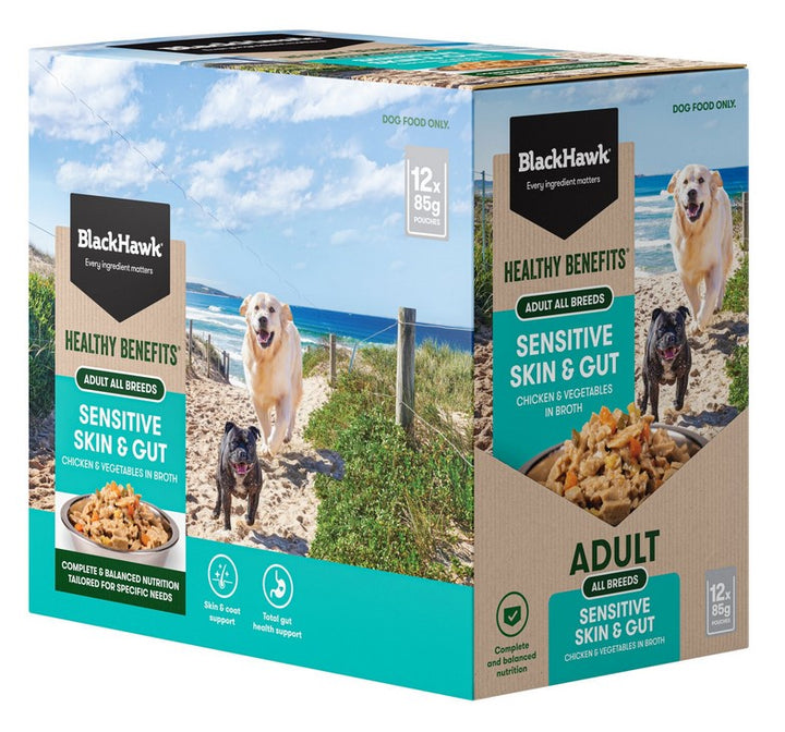 Blackhawk Dog Wet Pouch Healthy Sensitive Skin & Gut 85gm Box Of 12
