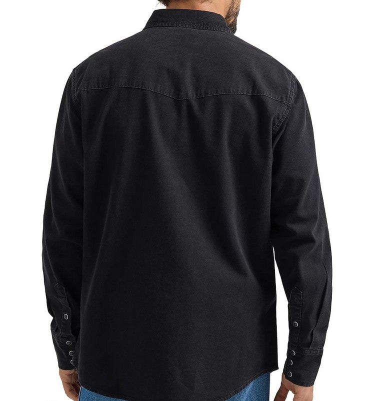 Shirt Wrangler Denim Classic Fit Black Denim Mens [:medium]