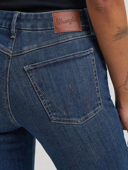 Jeans Wrangler Bespoke High Rise Boot Cut 32 Leg Ladies [:27w 32l]