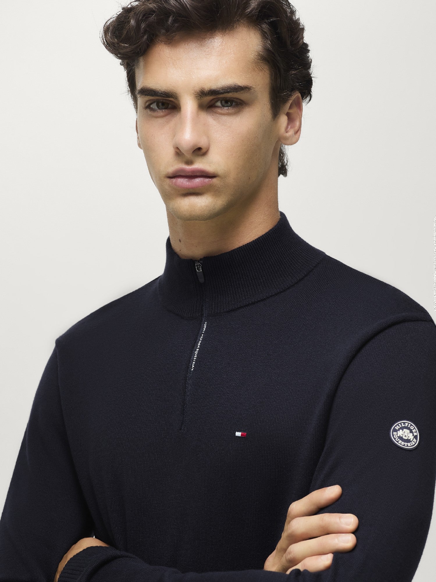 Sweater Tommy Hilfiger Irvine 1/4 Zip Desert Sky Mens [:large]