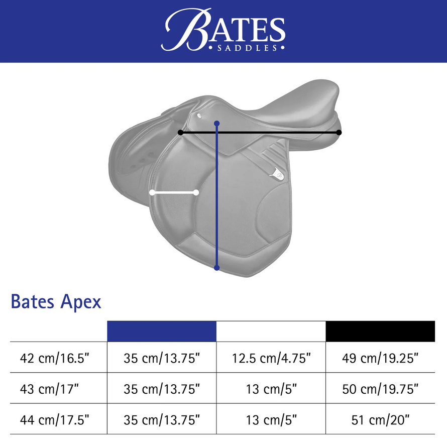 Bates Apex Jumping Saddle Cair Classic Black [:42cm 16.5"]
