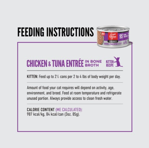 Orijen Cat Can Kitten Chunks & Shreds Chicken & Tuna Entree 85gm