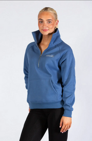 Sweater Bare Equestrian Teddy Quarter Zip Windsor Blue Ladies [:small]