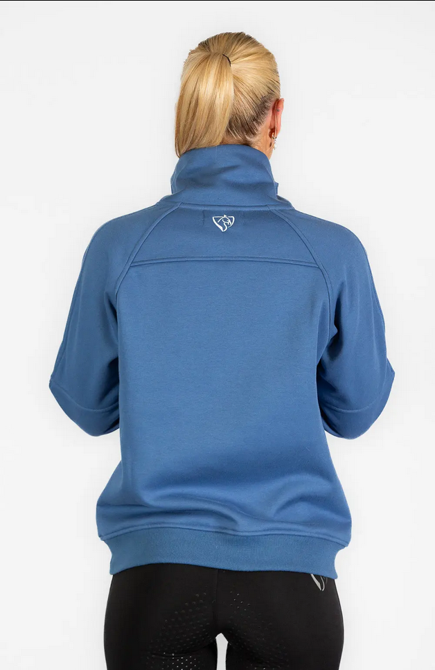 Sweater Bare Equestrian Teddy Quarter Zip Windsor Blue Ladies [:small]
