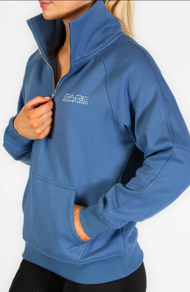 Sweater Bare Equestrian Teddy Quarter Zip Windsor Blue Ladies [:small]