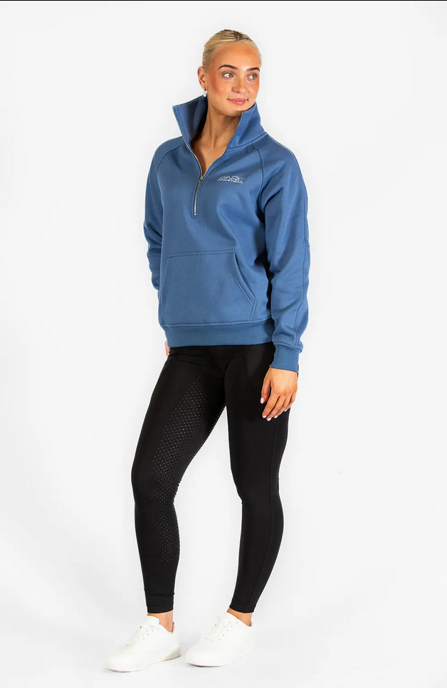 Sweater Bare Equestrian Teddy Quarter Zip Windsor Blue Ladies [:small]
