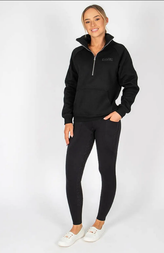 Sweater Bare Equestrian Teddy Quarter Zip Black Ladies [:small]